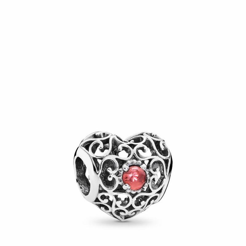 Pandora January Signature Heart Charm Ireland - Sterling Silver/Red/Garnet - 243568OUM